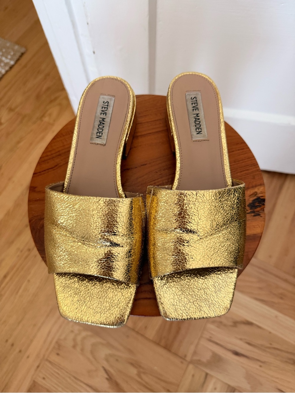 Steve Madden Metallic Gold Slide Mules